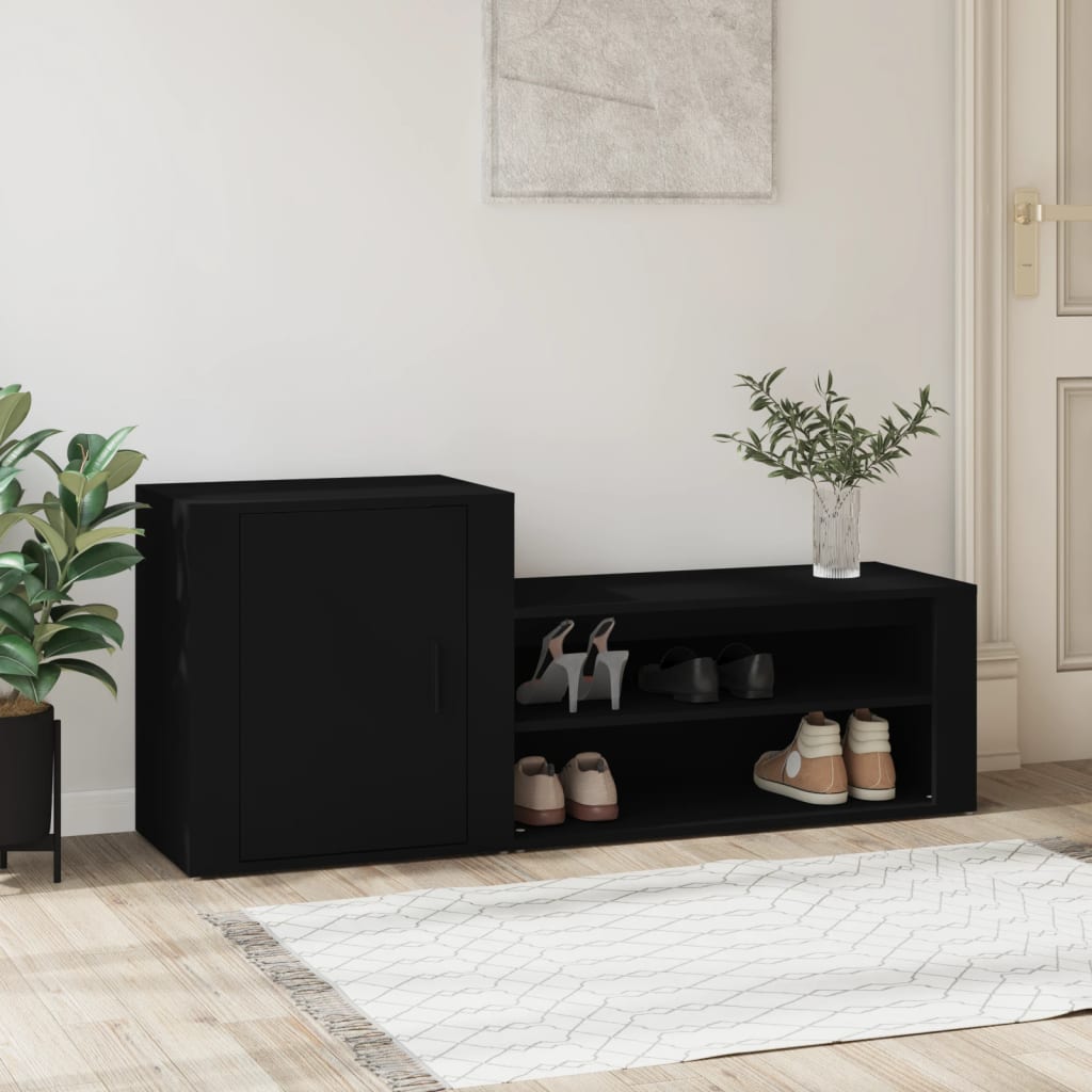 vidaXL Botník čierny 130x35x54 cm spracované drevo