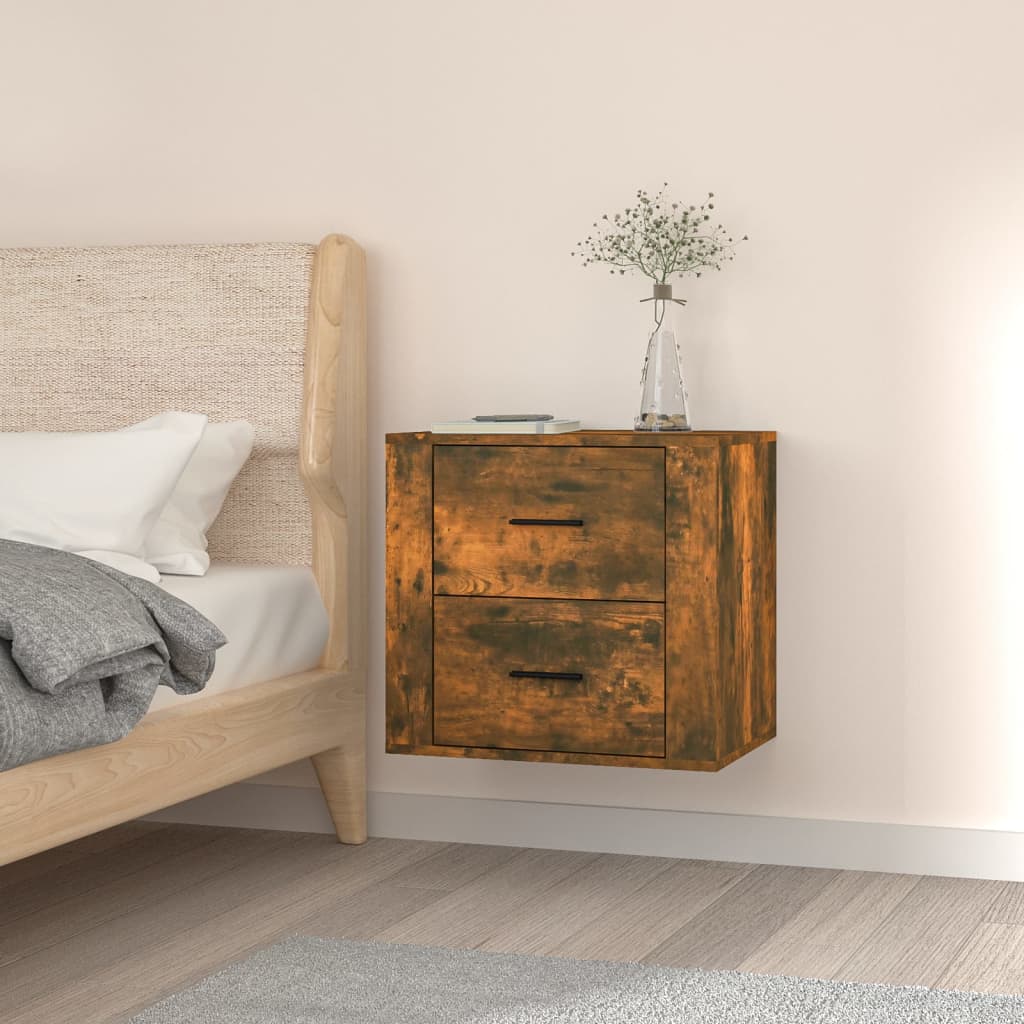 vidaXL Nástenný nočný stolík dymový dub 50x36x47 cm