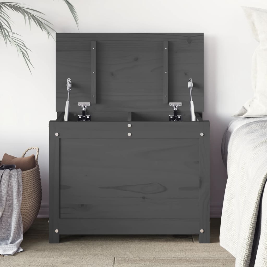 vidaXL Úložný box sivý 60x32x45,5 cm masívna borovica