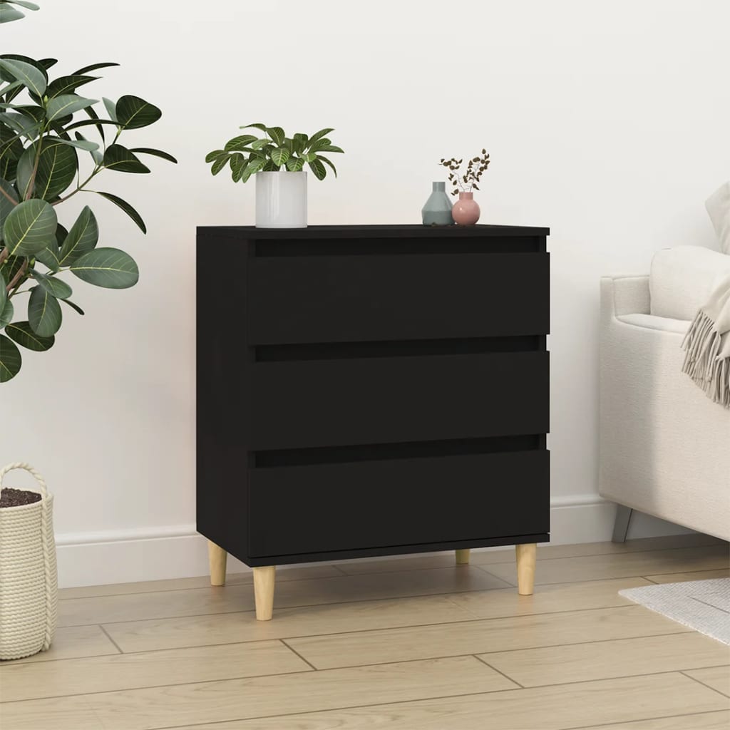 vidaXL Komoda čierna 60x35x70 cm spracované drevo