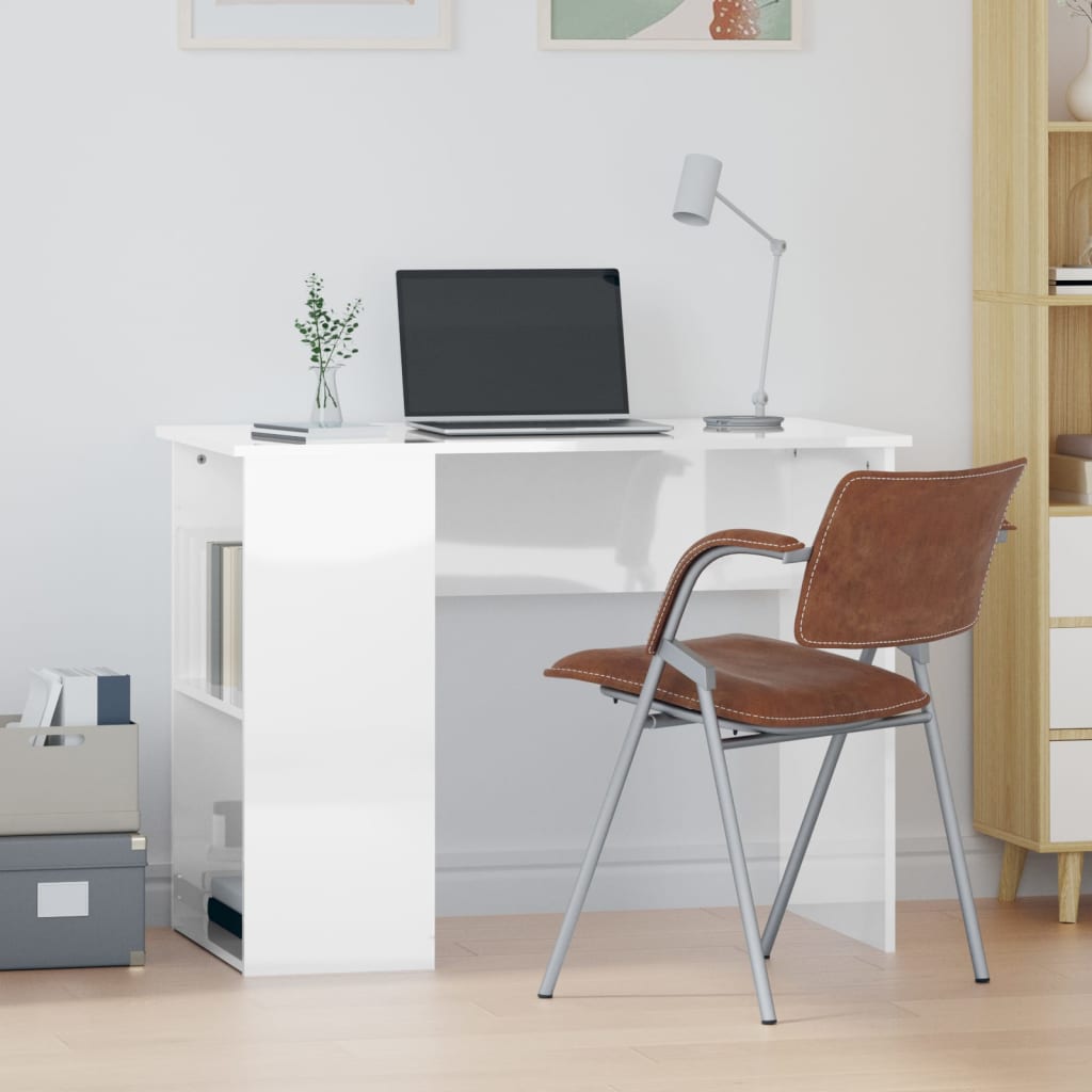 vidaXL Stôl lesklý biely 100x55x75 cm spracované drevo