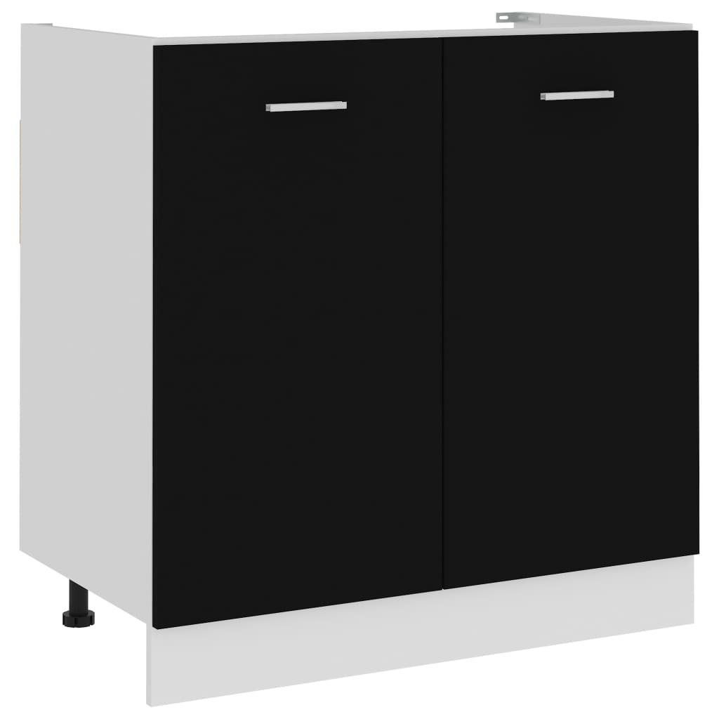 vidaXL Skrinka pod drez, čierna 80x46x81,5 cm, kompozitné drevo