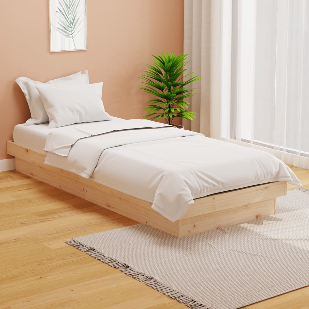 vidaXL Posteľný rám masívne drevo 75x190 cm 2FT6 malé jednolôžko