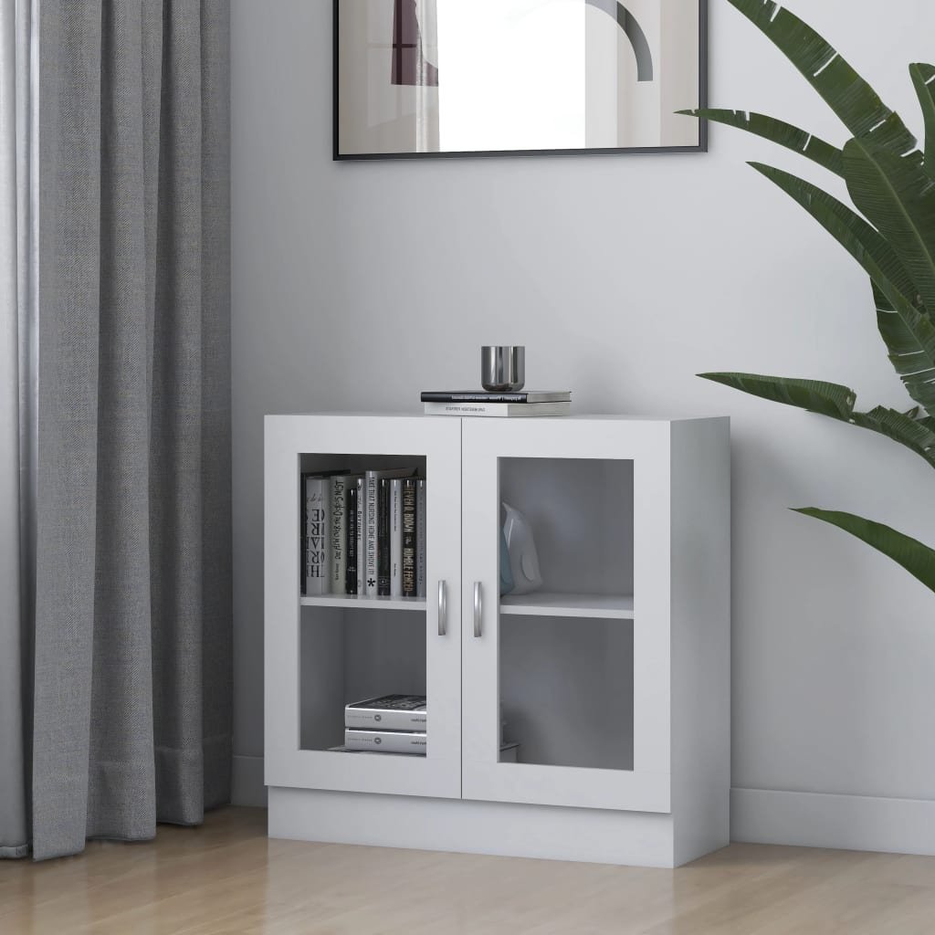 vidaXL Vitrína, biela 82,5x30,5x80 cm, kompozitné drevo