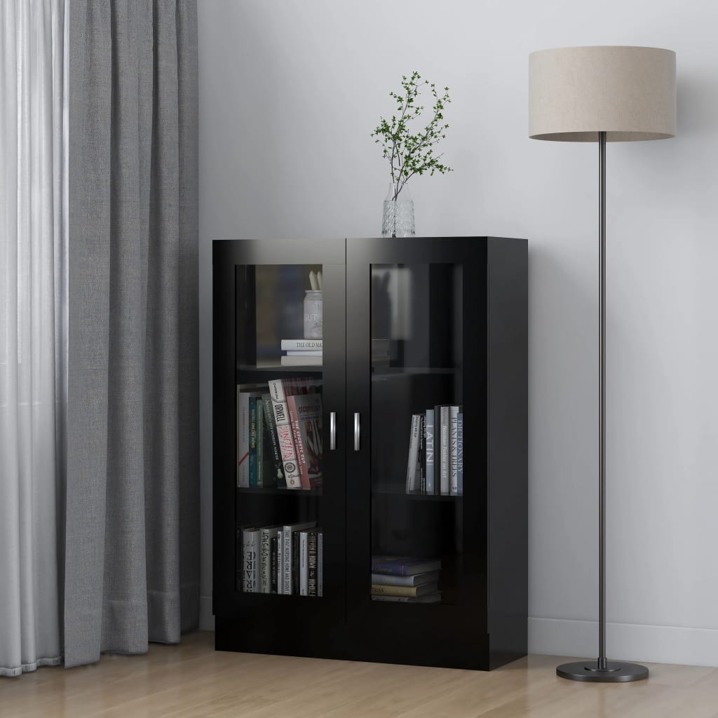 vidaXL Vitrína, čierna 82,5x30,5x115 cm, kompozitné drevo