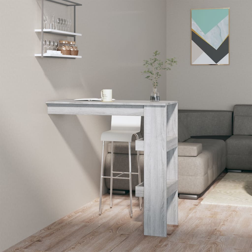 vidaXL Nástenný barový stôl sivý sonoma 102x45x103,5 cm spracov. drevo
