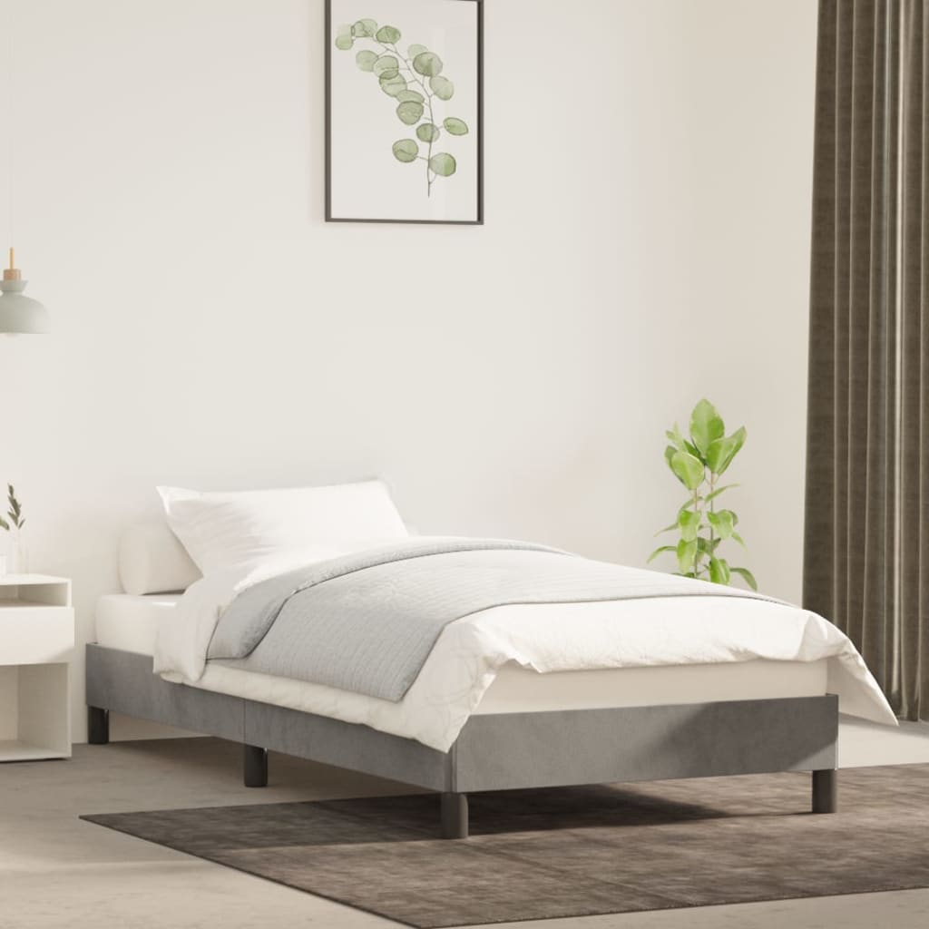 vidaXL Posteľný rám bledosivý 90x200 cm zamat