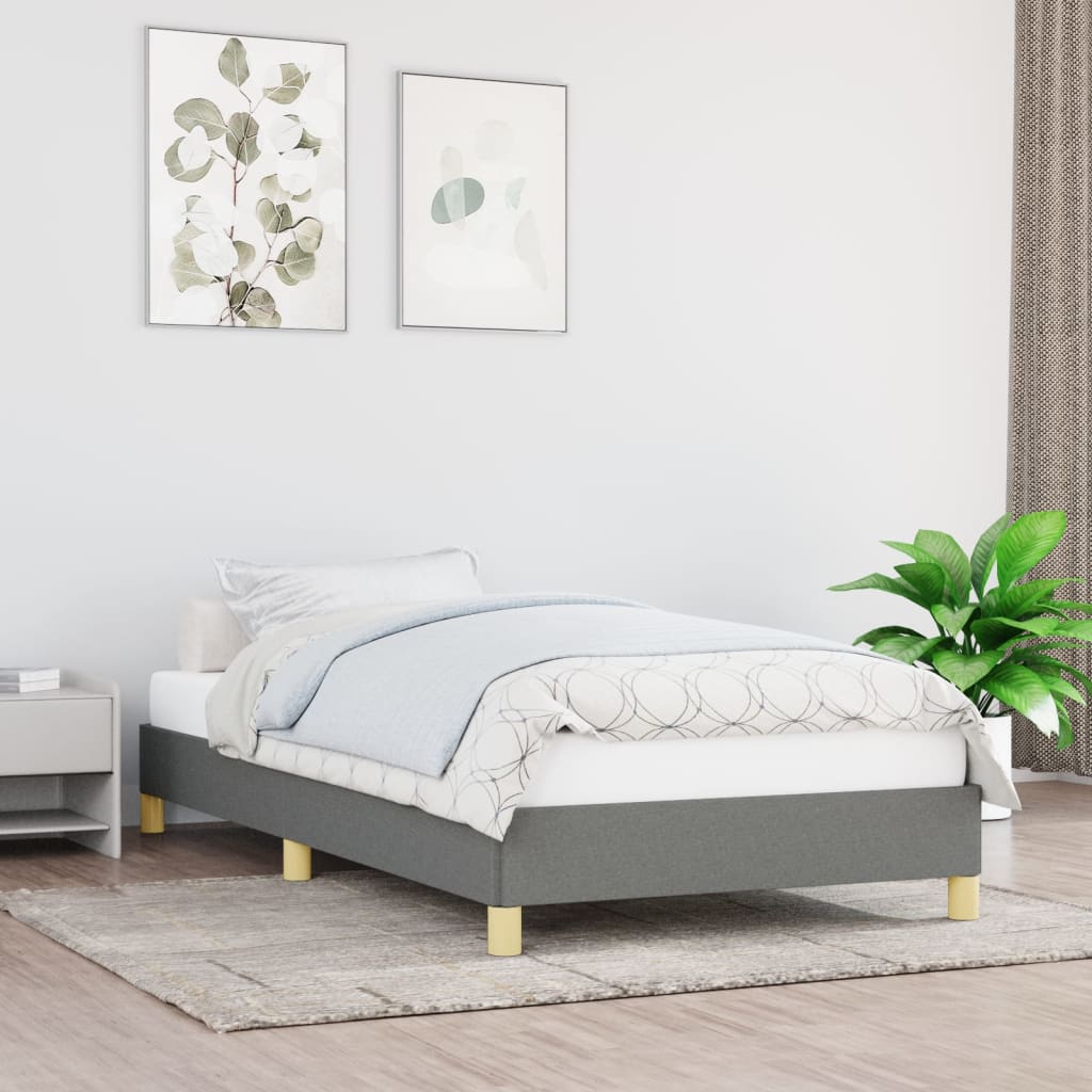 vidaXL Posteľný rám tmavosivý 90x190 cm látka