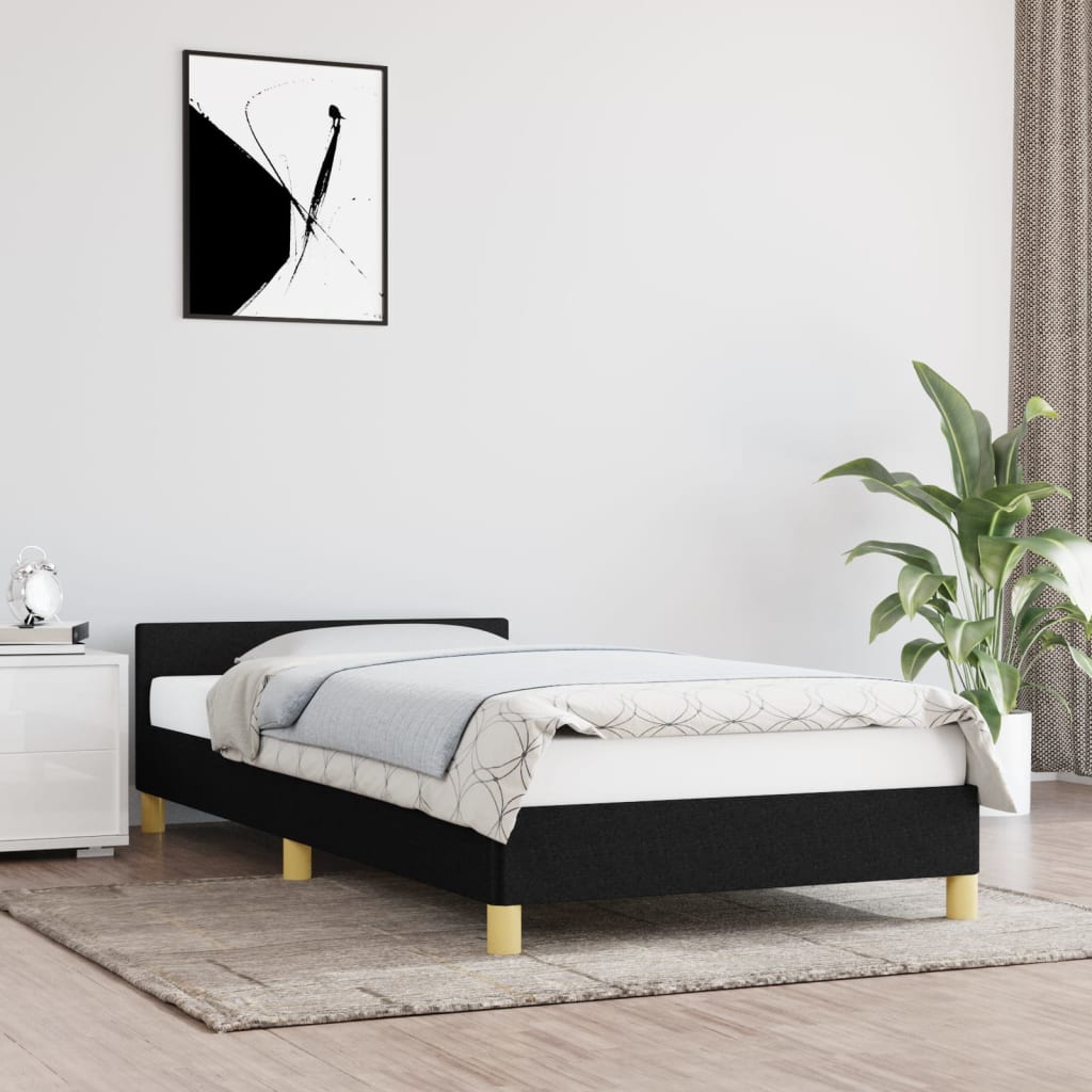 vidaXL Posteľný rám s čelom čierny 90x200 cm látka