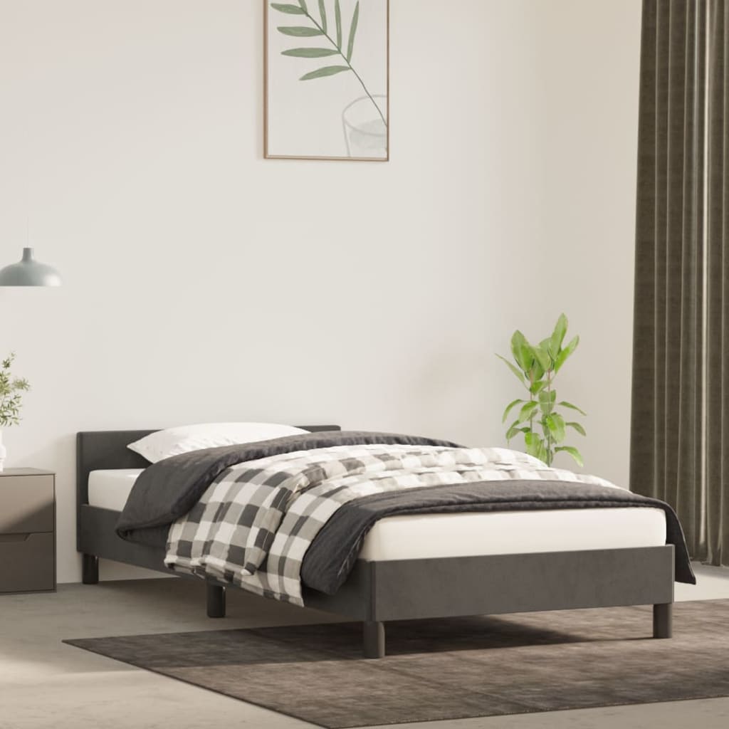 vidaXL Posteľný rám s čelom tmavosivý 80x200 cm zamat