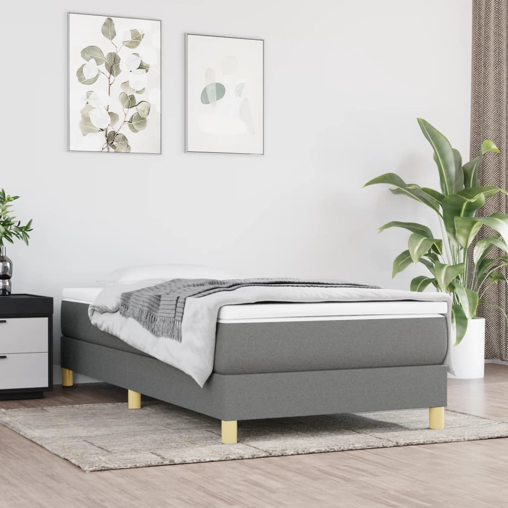 vidaXL Rám na boxspring posteľ tmavosivý 90x190 cm látka