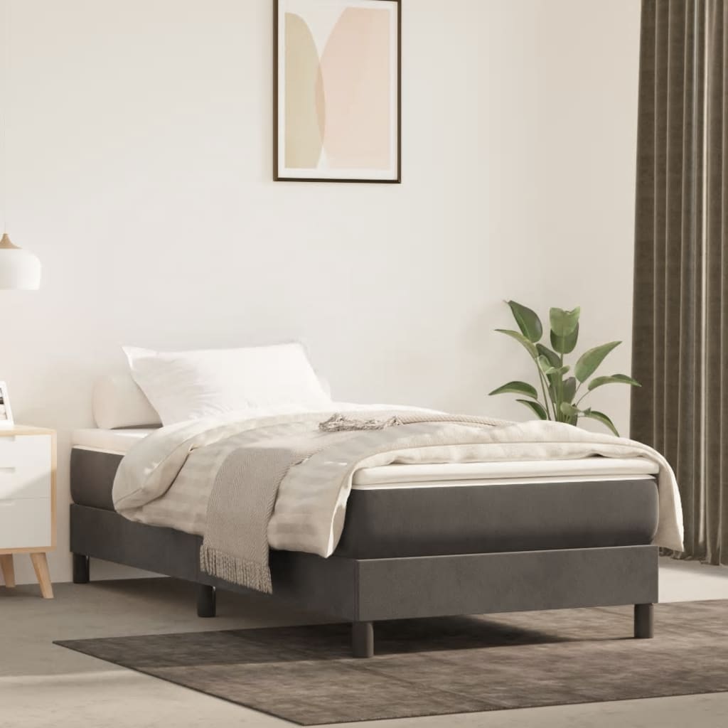 vidaXL Posteľný rám na boxspring tmavosivý 90x200 cm zamat
