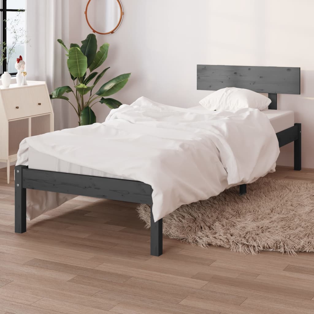 vidaXL Rám postele sivý masívna borovica 100x200 cm
