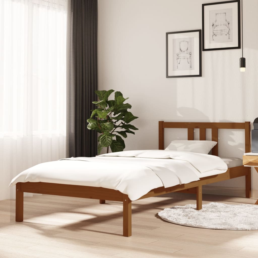 vidaXL Posteľný rám medovo-hnedý masívne drevo 90x200 cm