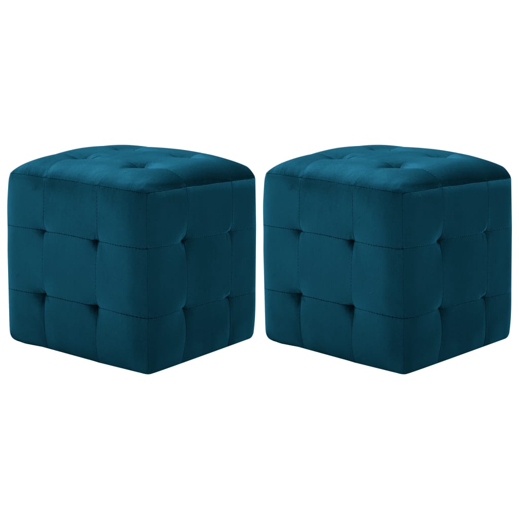 vidaXL Taburetky 2 ks modré 30x30x30 cm semišová látka