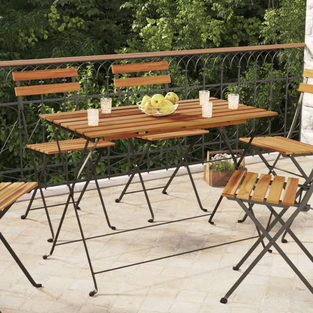 vidaXL Skladací bistro stolík 100x54x71 cm akáciový masív a oceľ