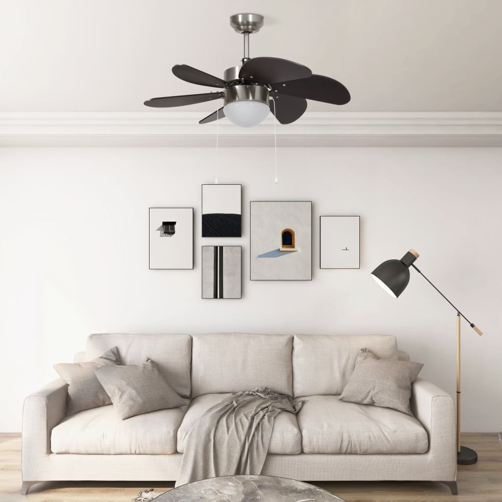 vidaXL Stropný ventilátor s osvetlením 76 cm tmavohnedý