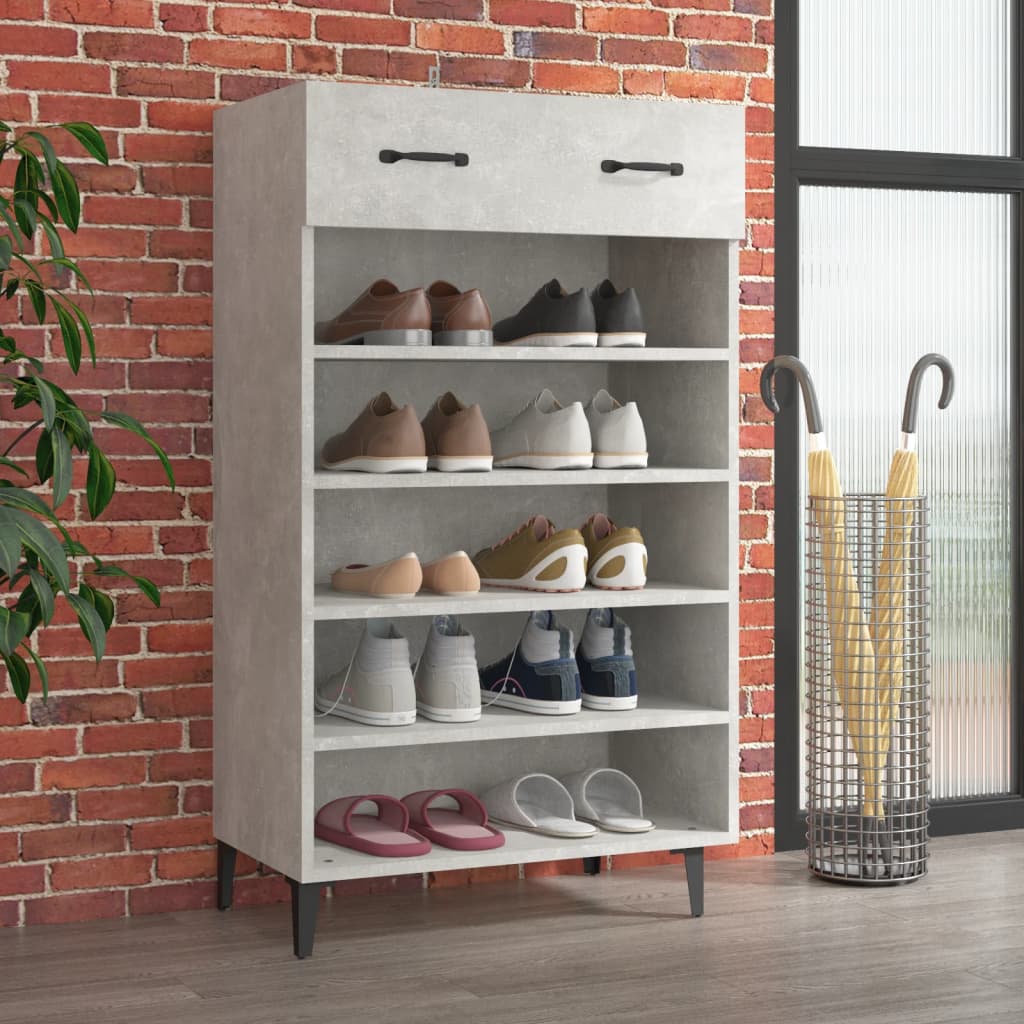 vidaXL Botník betónovo sivý 60x35x105 cm spracované drevo