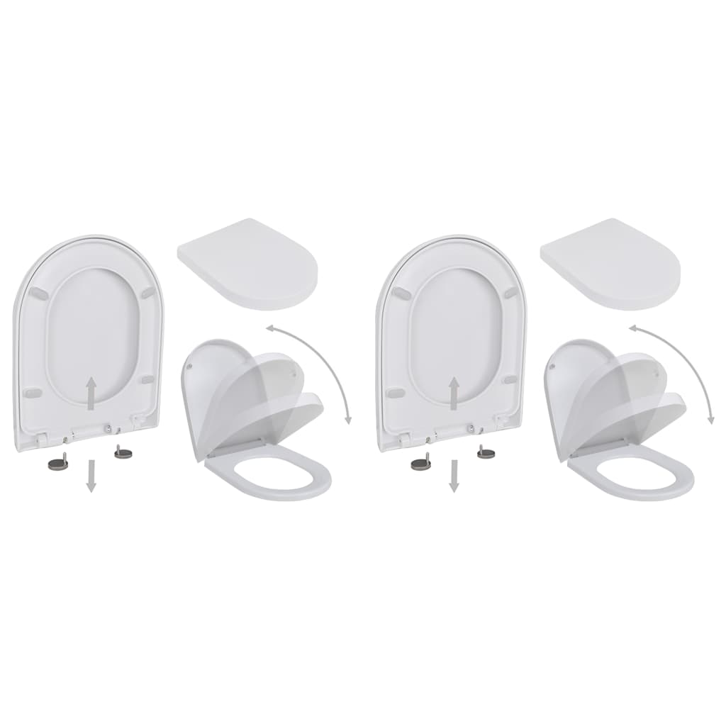 vidaXL WC sedadlá s pomalým sklápaním 2 ks, plast, biele