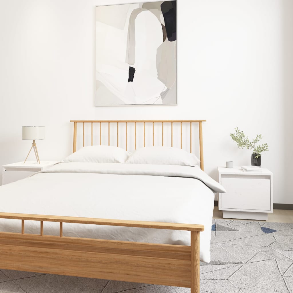 vidaXL Nočné stolíky 2 ks biele 35x34x32 cm masívne borovicové drevo