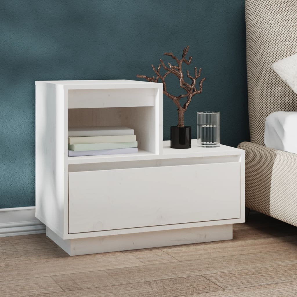 vidaXL Nočný stolík biely 60x34x51 cm masívne borovicové drevo