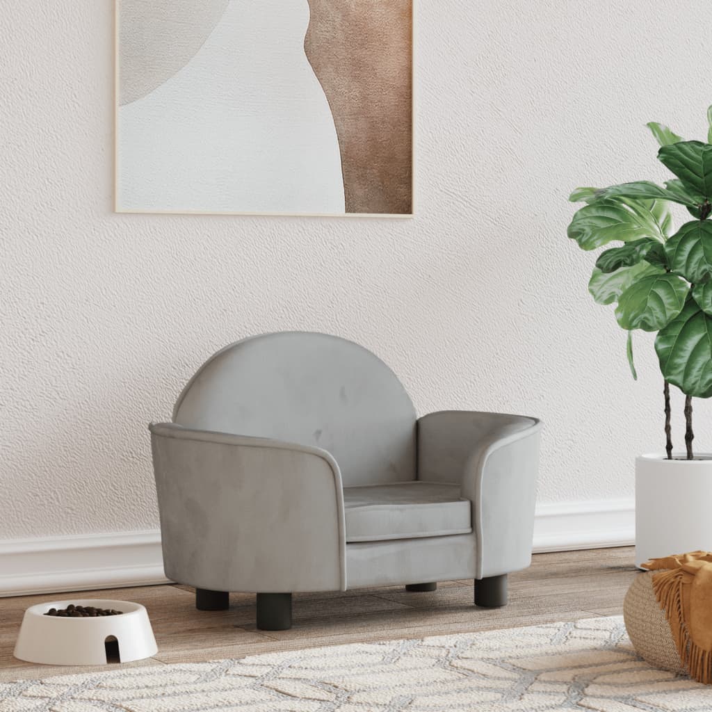 vidaXL Posteľ pre psa bledosivá 66x40x45 cm zamat