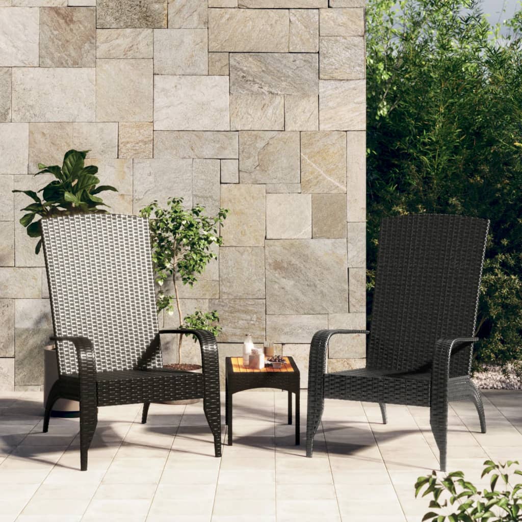vidaXL Záhradná stolička Adirondack čierna polyratan