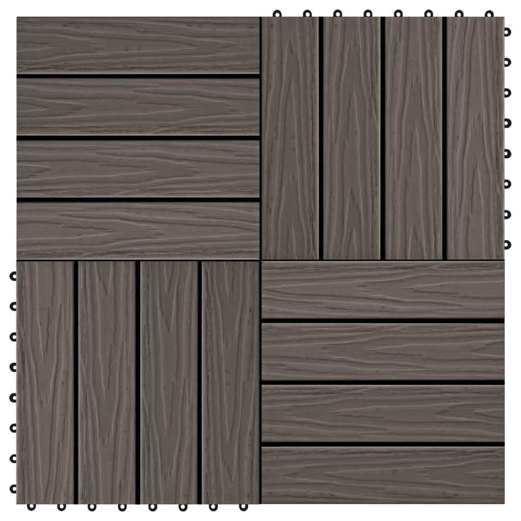 vidaXL Podlahové dlaždice z WPC 11 ks 30x30 cm 1 m2 tmavohnedé
