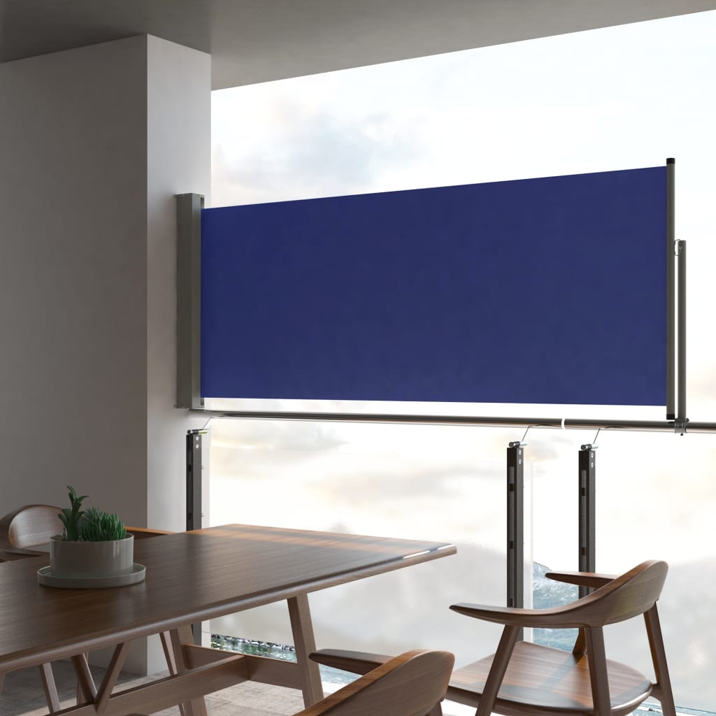 vidaXL Zaťahovacia bočná markíza na terasu 100x300 cm, modrá