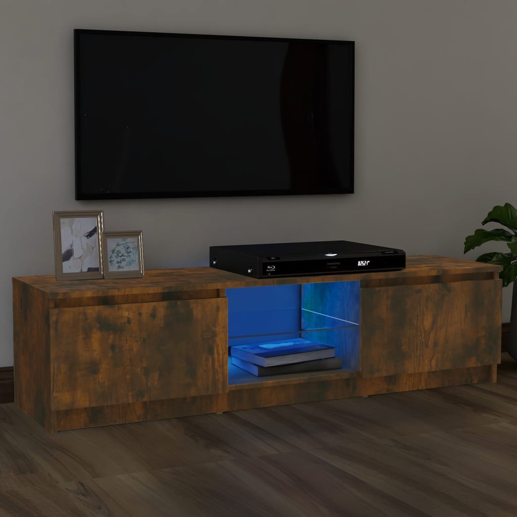 vidaXL TV skrinka s LED, tmavý dub 120x30x35,5 cm