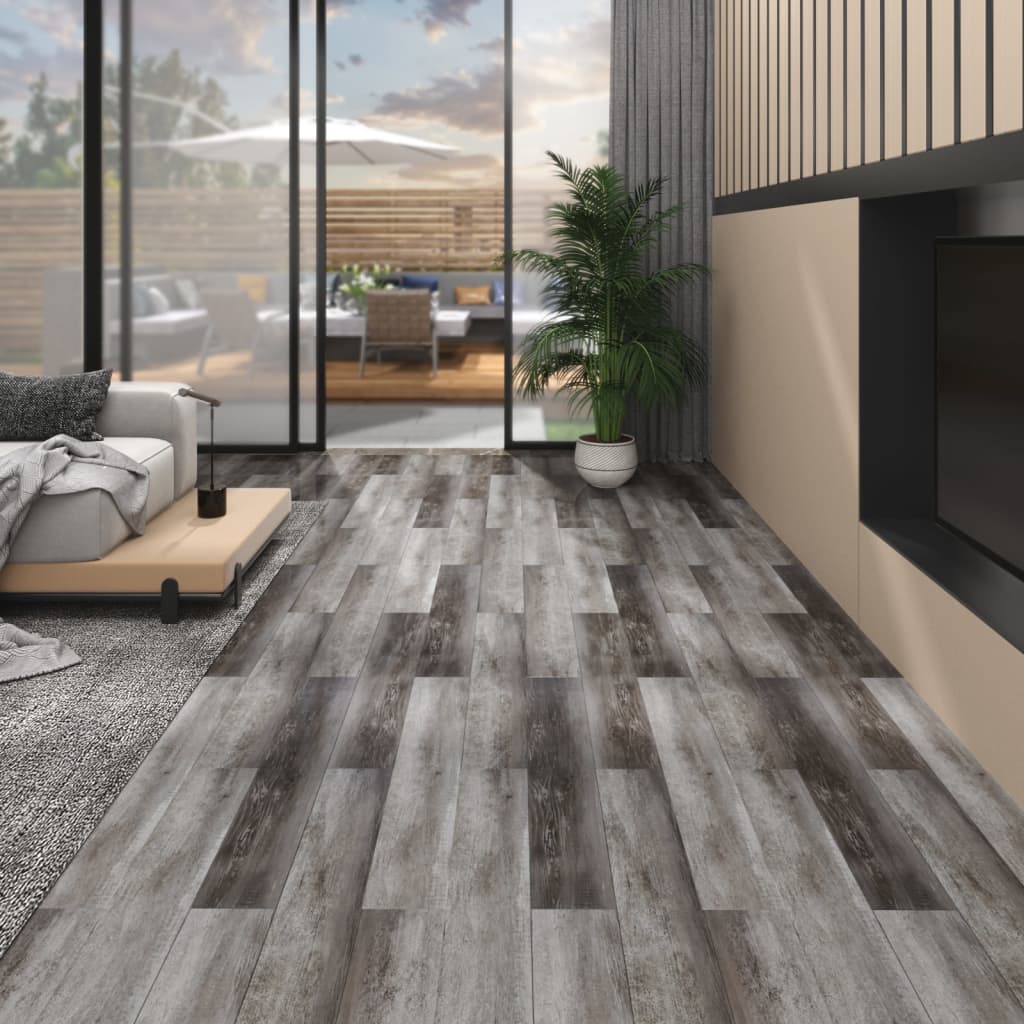vidaXL Nesamolepiace podlahové dosky, PVC 5,26 m² 2mm, pruhované drevo