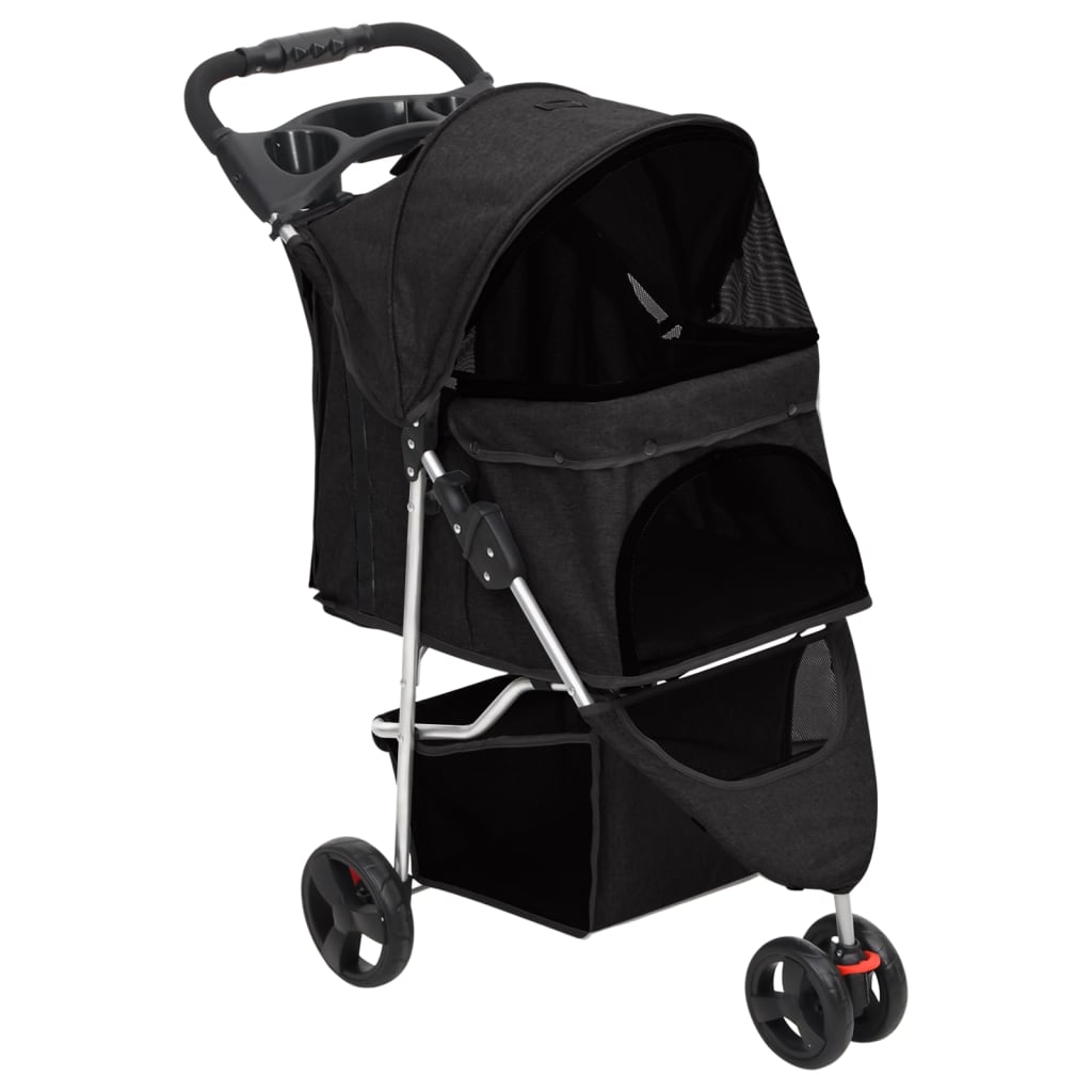 vidaXL Skladací kočík pre psa čierny 80x46x98 cm oxfordská tkanina
