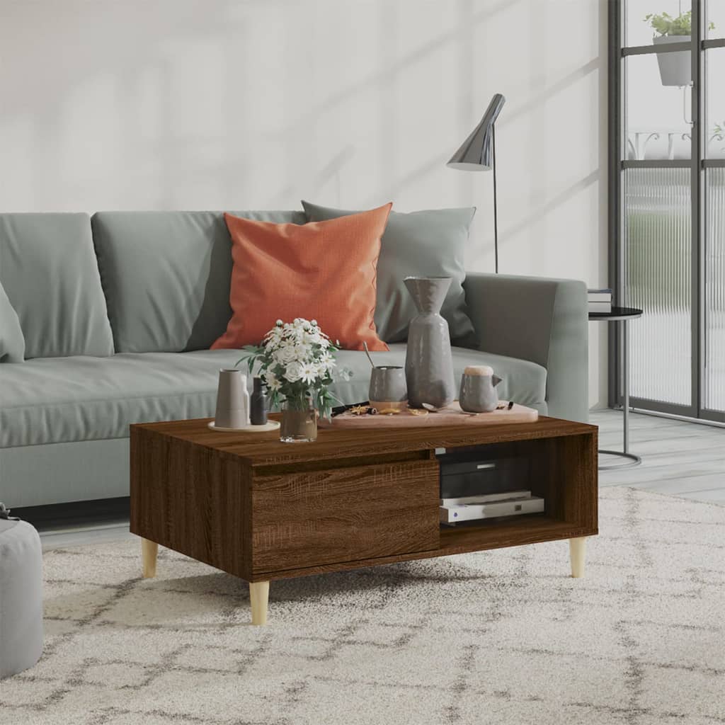 vidaXL Konferenčný stolík hnedý dub 90x60x35 cm kompozitné drevo