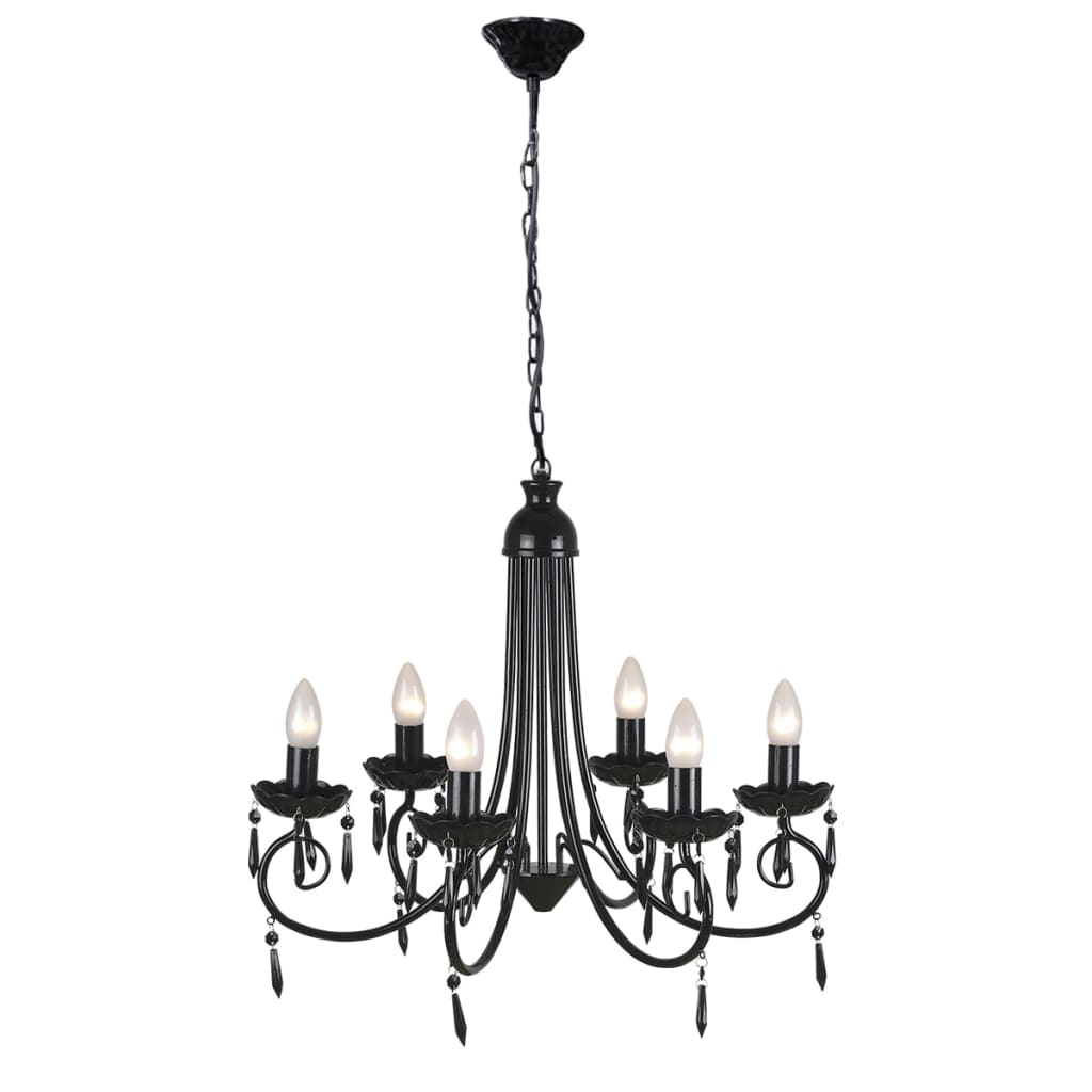 vidaXL Visiaci luster, elegantný, čierny, 6 objímok na žiarovky