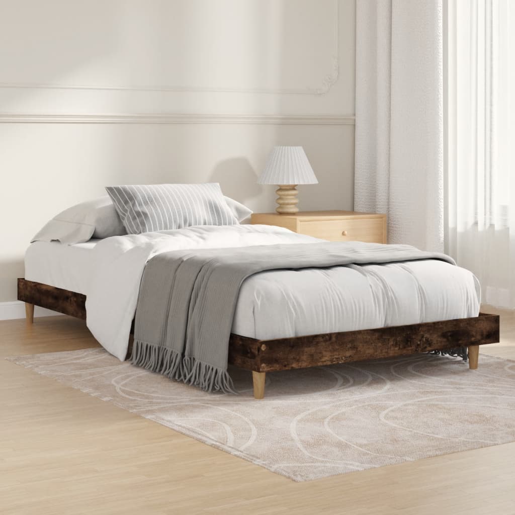 vidaXL Posteľný rám dymový dub 90x190 cm borovicový masív