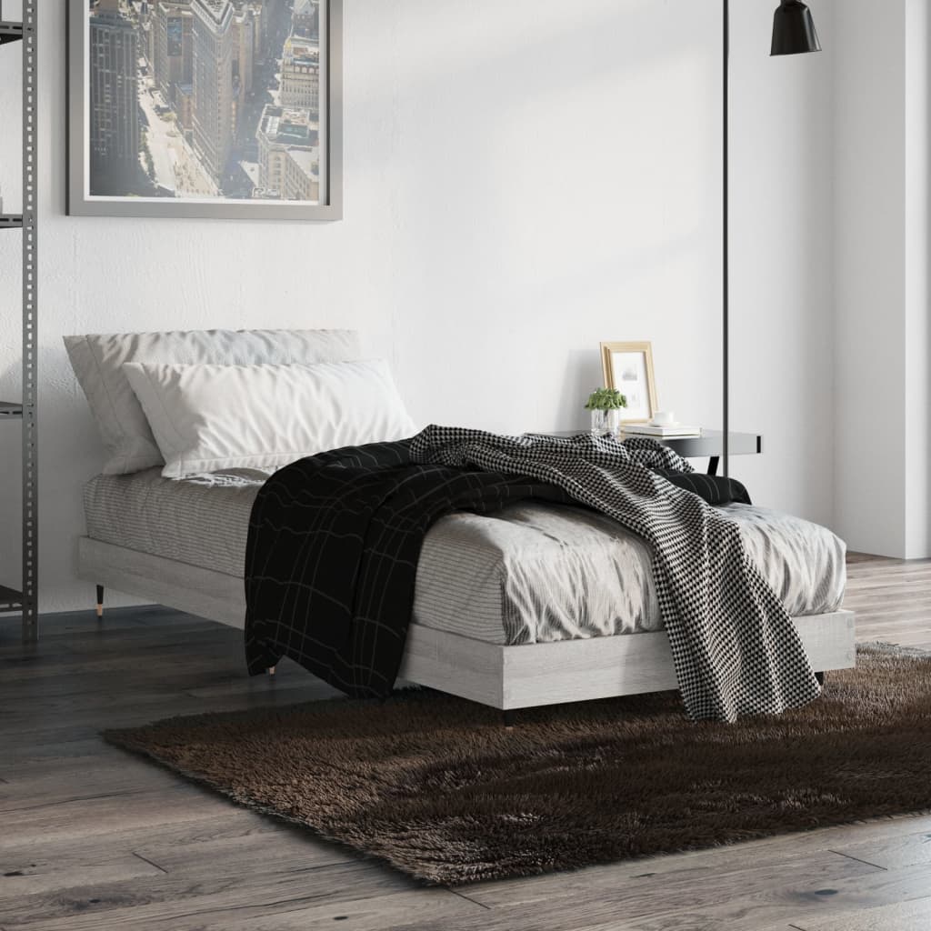 vidaXL Posteľný rám sivý dub sonoma 75x190 cm kompozitné drevo