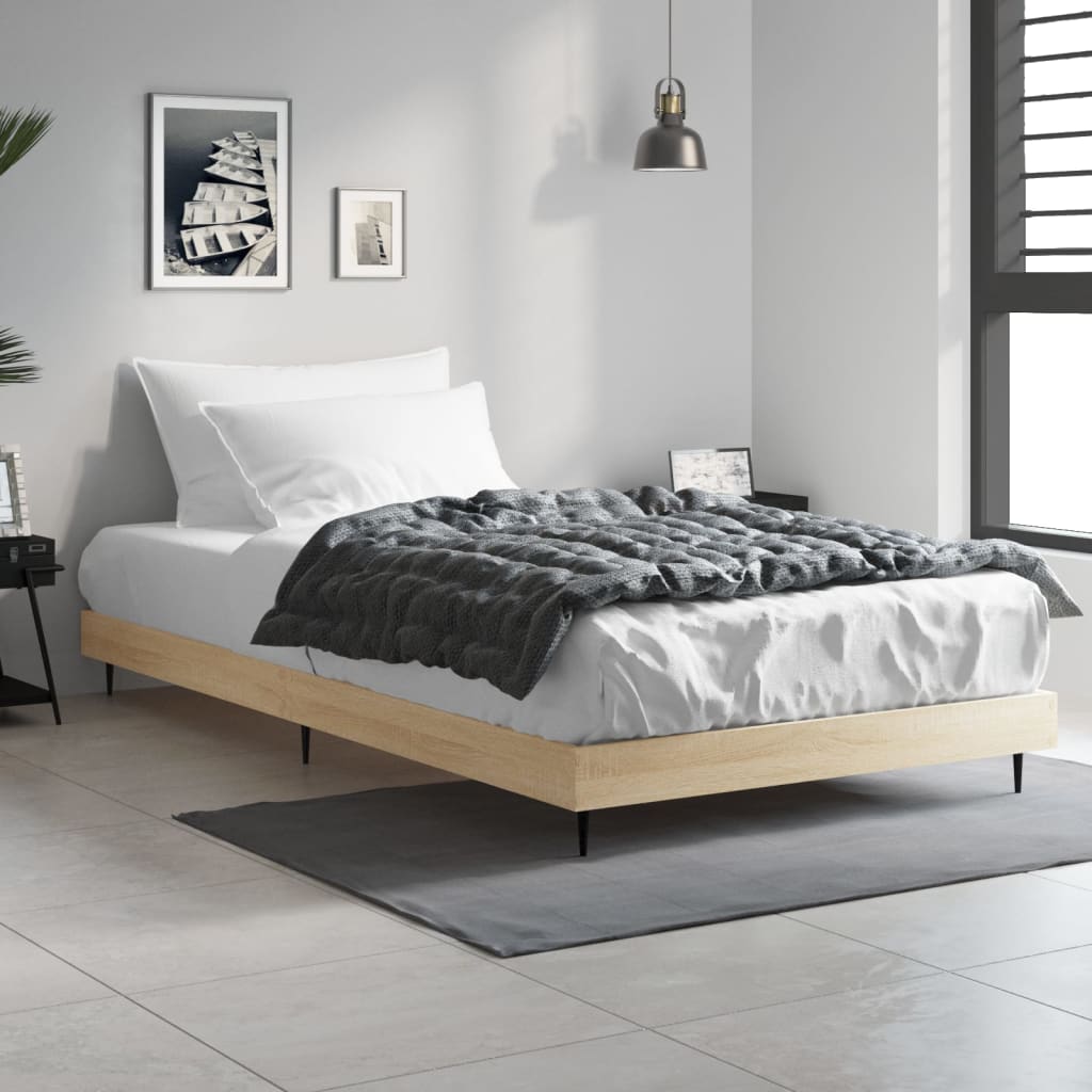 vidaXL Posteľný rám dub sonoma 90x190 cm kompozitné drevo