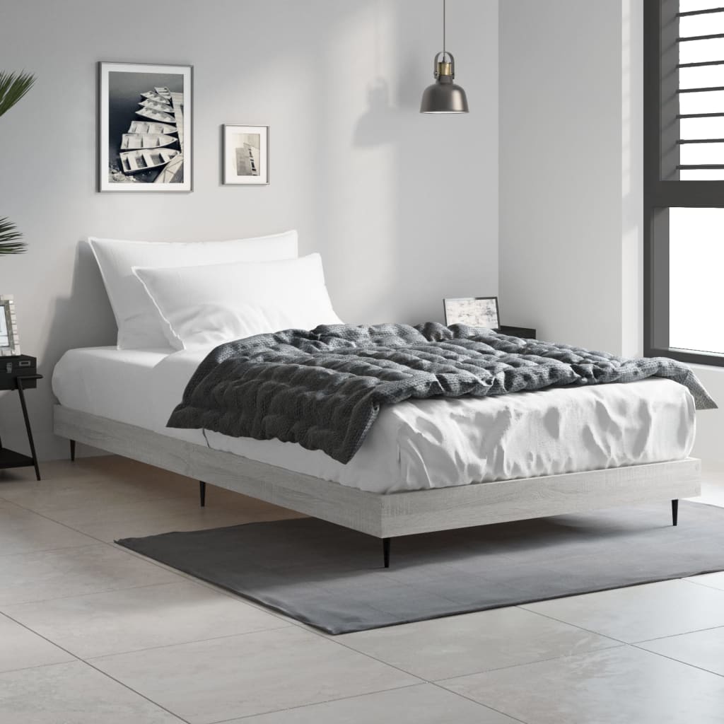 vidaXL Posteľný rám sivý dub sonoma 90x190 cm borovicový masív
