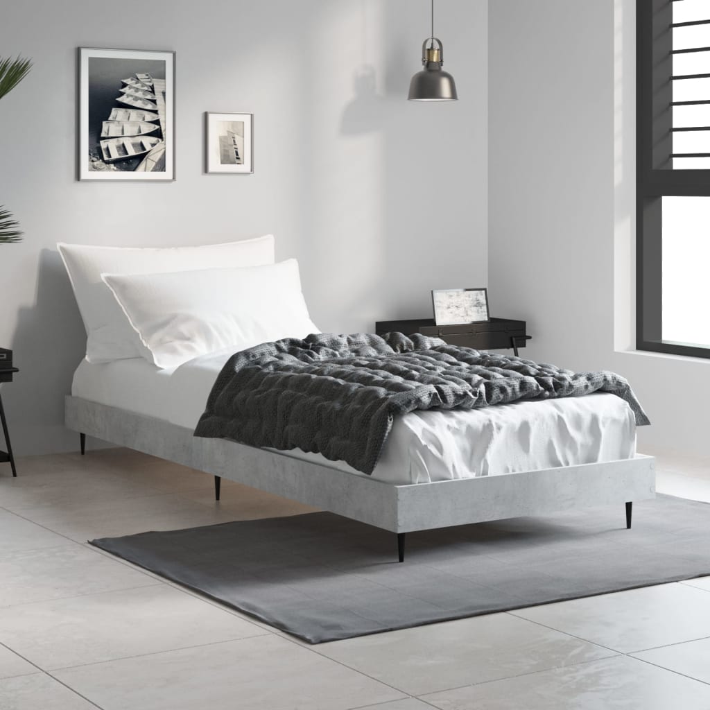 vidaXL Posteľný rám betónový sivý 75x190 cm kompozitné drevo