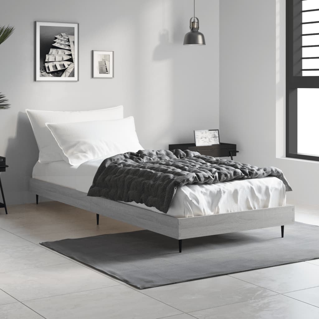 vidaXL Posteľný rám sivý dub sonoma 75x190 cm kompozitné drevo