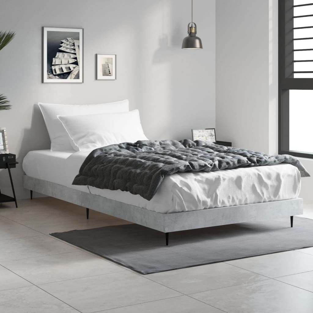 vidaXL Posteľný rám betónový sivý 100x200 cm borovicový masív