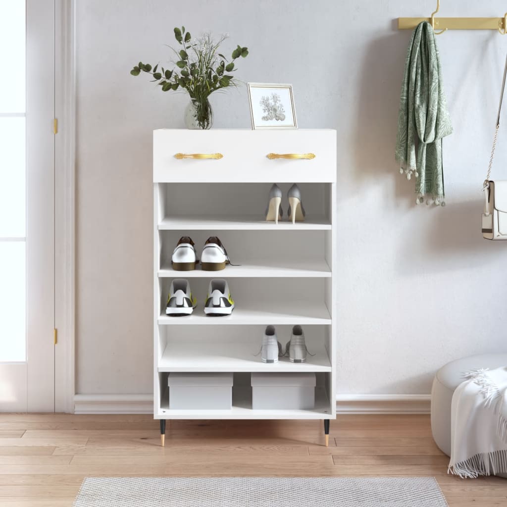 vidaXL Botník biely 60x35x105 cm kompozitné drevo