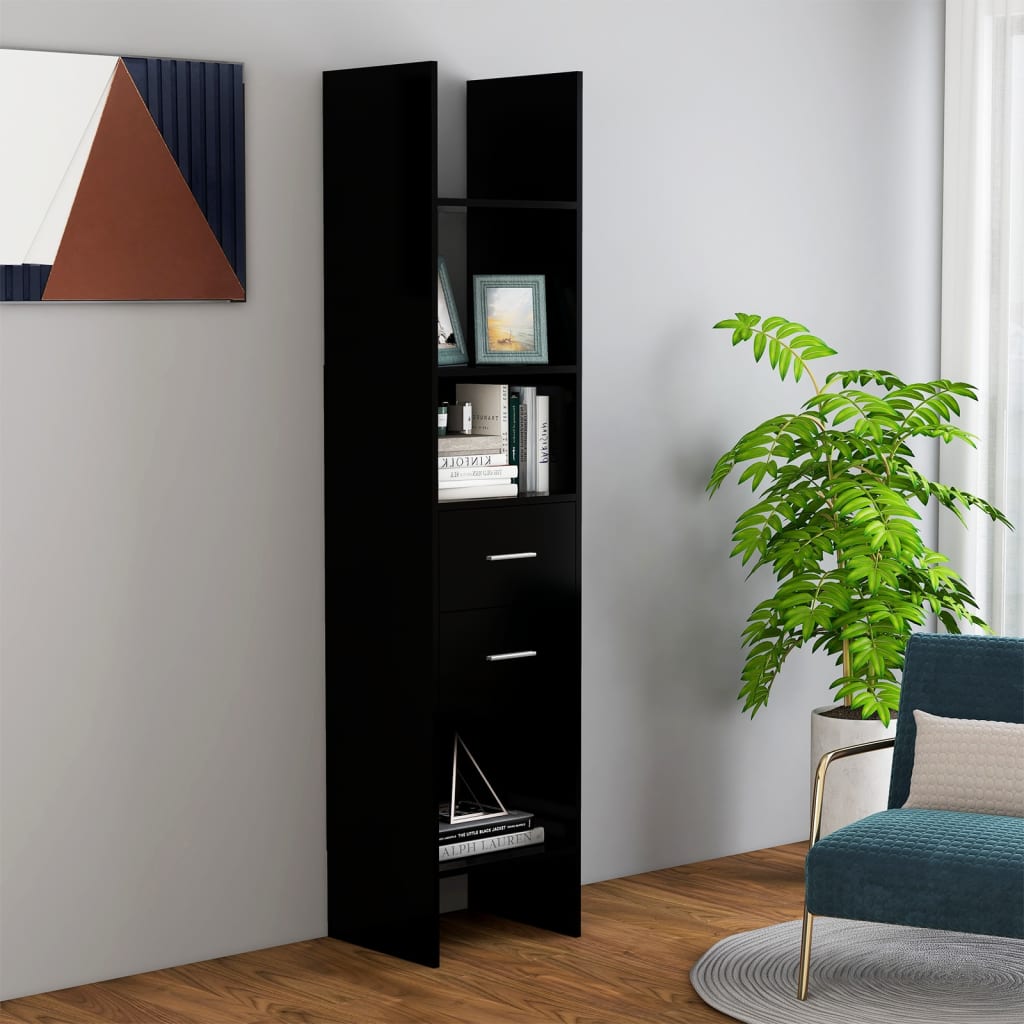 vidaXL Knižnica, čierna 40x35x180 cm, kompozitné drevo