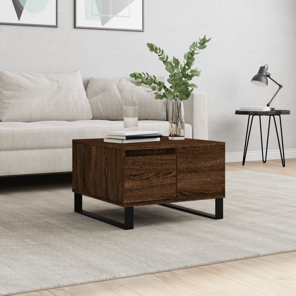 vidaXL Konferenčný stolík hnedý dub 55x55x36,5 cm spracované drevo