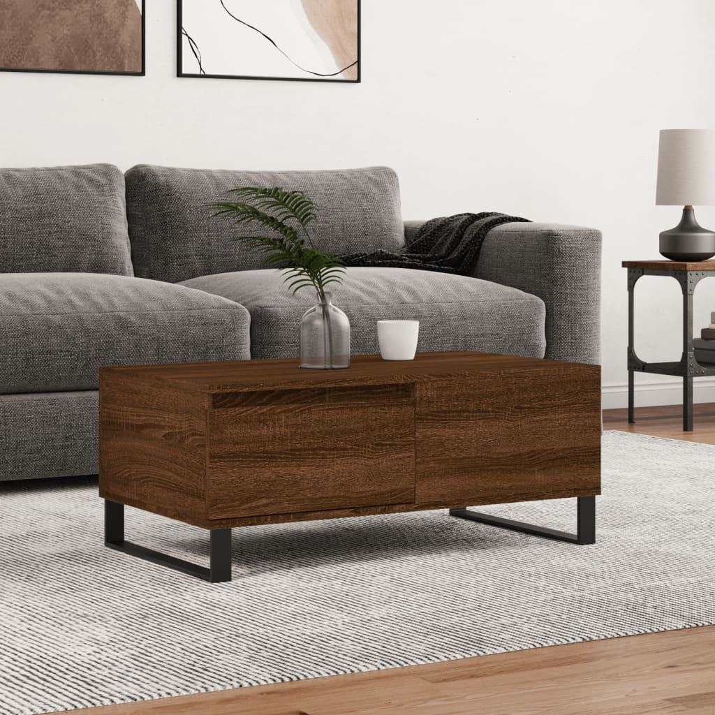 vidaXL Konferenčný stolík hnedý dub 90x50x36,5 cm spracované drevo