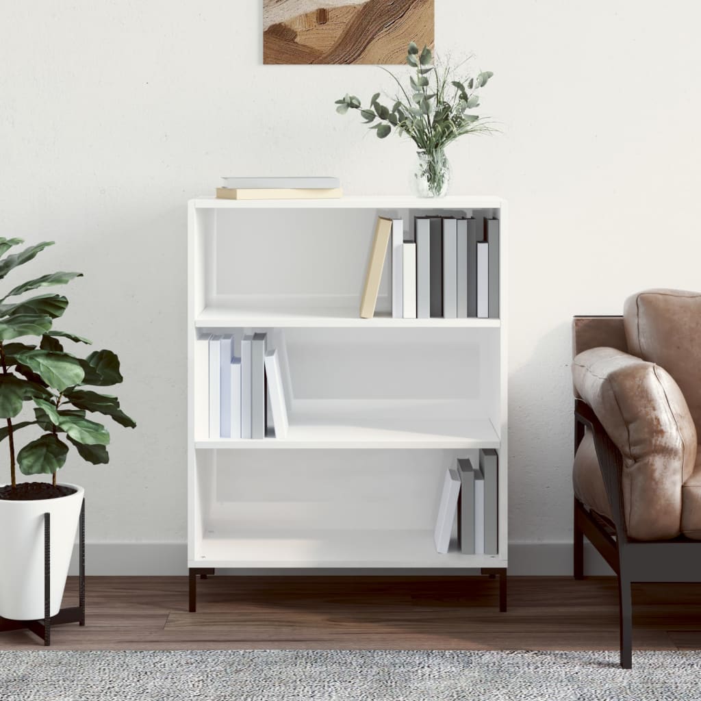 vidaXL Knižnica vysoký lesk biela 69,5x32,5x90 cm kompozitné drevo