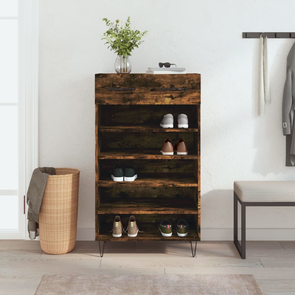 vidaXL Botník dymový dub 60x35x105 cm kompozitné drevo