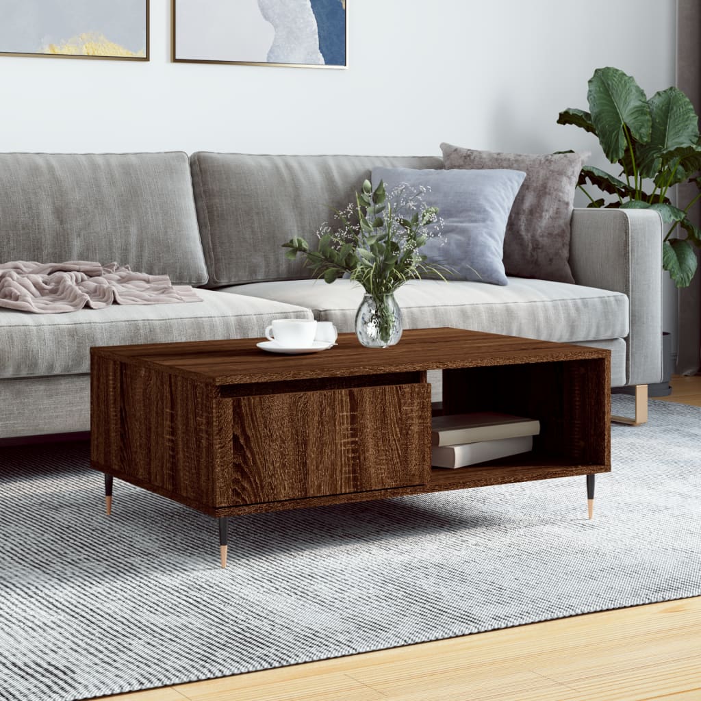 vidaXL Konferenčný stolík hnedý dub 90x60x35 cm kompozitné drevo