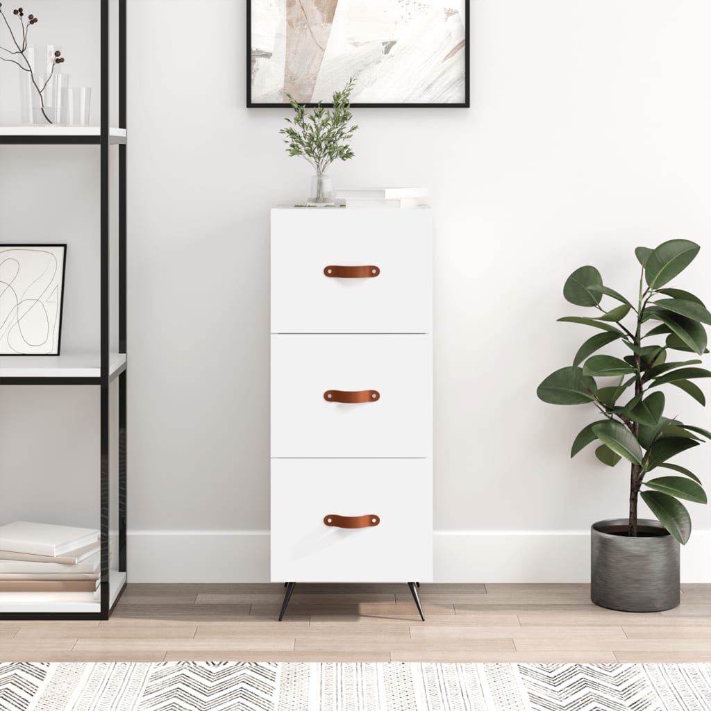 vidaXL Komoda biela 34,5x34x90 cm spracované drevo
