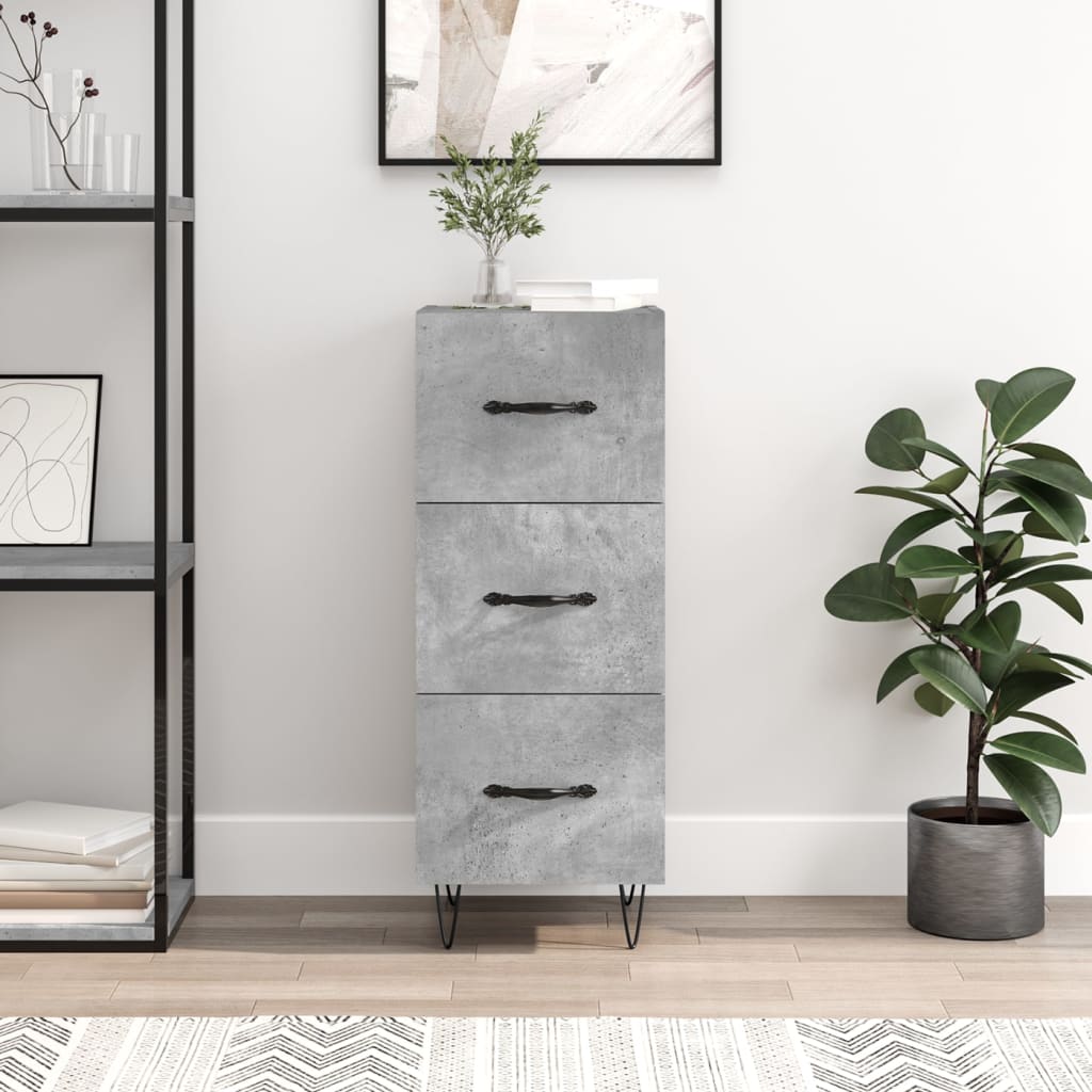 vidaXL Komoda betónovo sivá 34,5x34x90 cm spracované drevo